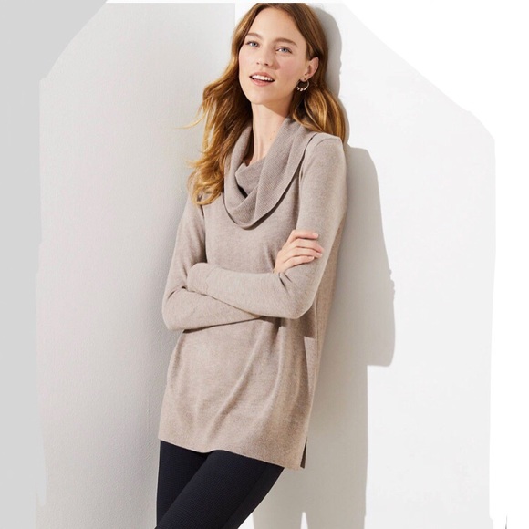 LOFT Sweaters - NWT LOFT Luxe Knit Cowl Neck Tunic Sweater Size L